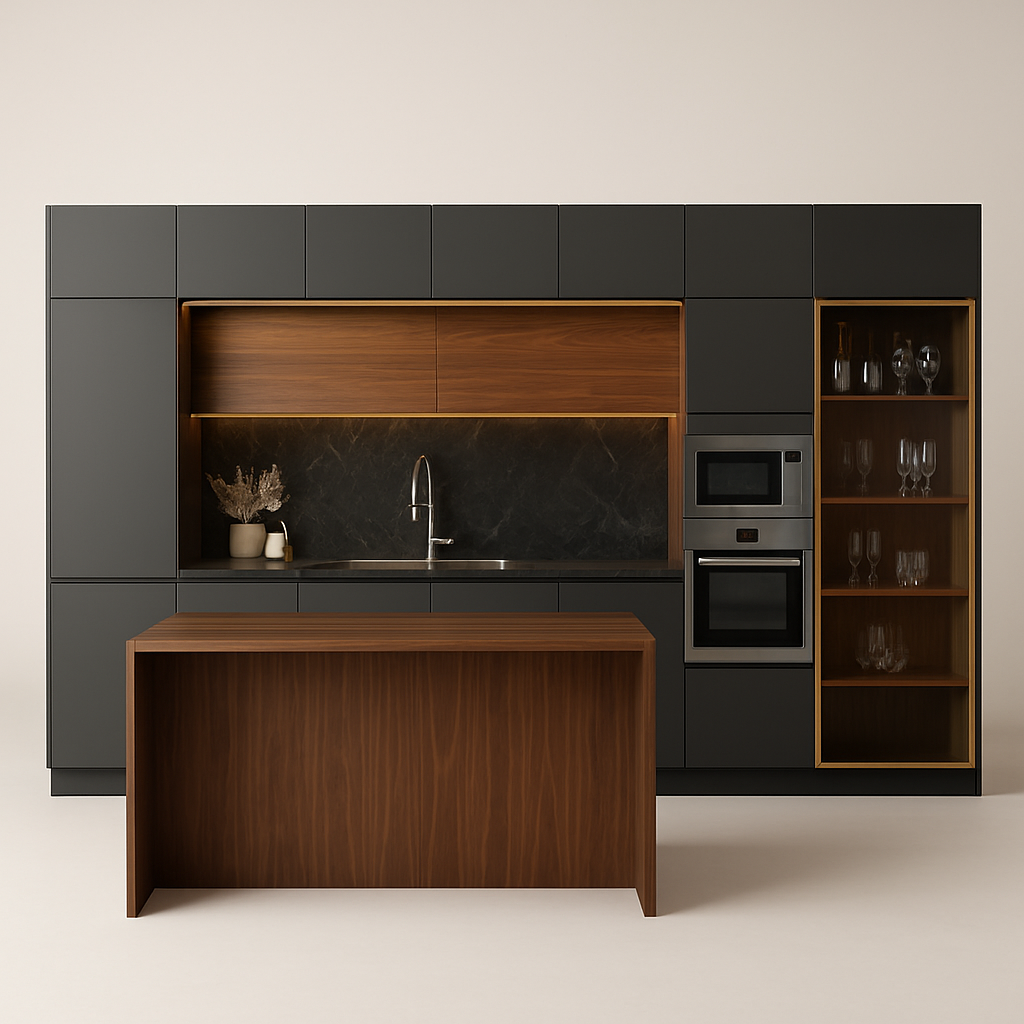 Render 3D de cocina integral para cotización